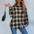 thumbnail image 1 of gbyLJF Womens Plaid Shackets Jackets Loose Fit Long Sleeve Shirts Tops Fashion Fall Button Down Outfits Clothes with Pockets, 1 of 7