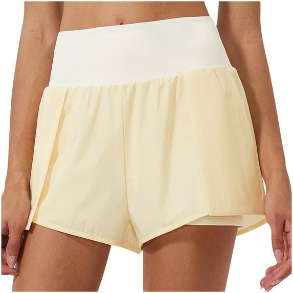 gbyLJF Womens Quick Dry Running Shorts Lining 2 in 1 Athletic Hiking Shorts Tummy Hide High Waisted Walking Shorts