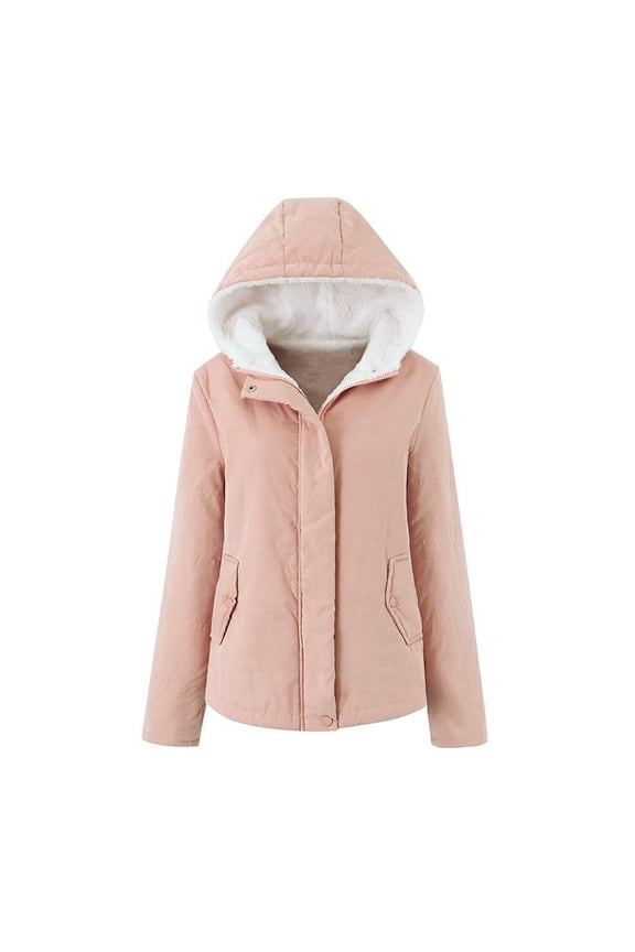 Womens Quilted Jacket Casual Zipper Puffer Long Sleeve Splice Padded Coat Cropped Bomber Hoodie Jacket Pink XL