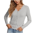 thumbnail image 1 of gbyLJF Womens Scalloped Edge Knit Cardigan Sweaters Lightweight Button Open Front Sweater Dressy Casual V Neck Tops, 1 of 7