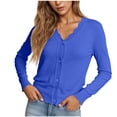thumbnail image 1 of gbyLJF Womens Scalloped Edge Knit Cardigan Sweaters Lightweight Button Open Front Sweater Dressy Casual V Neck Tops, 1 of 7