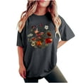thumbnail image 1 of gbyLJF Womens Short Sleeve Tops Casual Summer Floral Printed T Shirt Crew Neck Loose Fit Cotton Tunic Tee Blouses Dark Gray S, 1 of 7