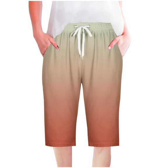 gbyLJF Womens Shorts 2024 Summer Soft Lightweight Cotton Linen Shorts Drawstring Elastic Waist Straight Leg Shorts A01_Red XXL