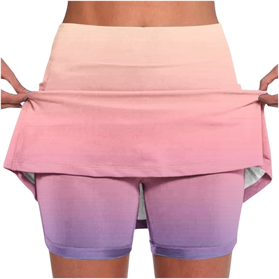 gbyLJF Womens Skorts High Waisted Tummy Hide Athletic Tennis Golf Skirts with Shorts Pockets Biker Shorts Multicolor 3XL
