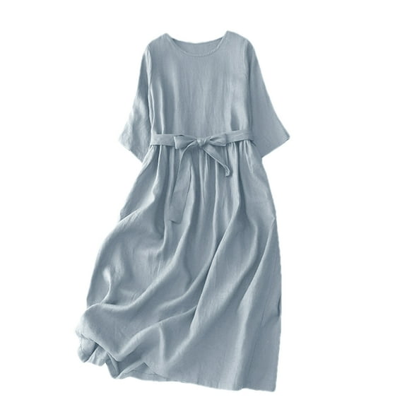 gbyLJF Womens Square Neck Dress Dress Floral Print Cocktail Chic Dress for Women Casual Dress Light Blue L