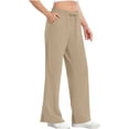 thumbnail image 1 of gbyLJF Womens Summer Lightweight Trousers Solid Color Drawstring Straight Leg Pants with Pockets Casual Hiking Travel Pants, 1 of 8