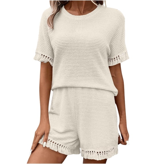 gbyLJF Womens Sweat Suits Two-Piece Women 2 Piece Casual Sets 2 Piece Tracksuit For Women Woman Sets Clothing Outfits White M