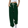thumbnail image 1 of gbyLJF Womens Sweatpants Drawstring High Waisted Athletic Jogger Pants Plain Cinch Bottom Sweatpants Baggy Casual Pants Green M, 1 of 6