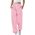 thumbnail image 1 of gbyLJF Womens Sweatpants Drawstring High Waisted Athletic Jogger Pants Plain Cinch Bottom Sweatpants Baggy Casual Pants Pink L, 1 of 6