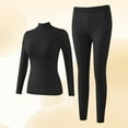 thumbnail image 1 of gbyLJF Womens Thermal Underwear Set Turtleneck Tops with Chest Pads and Long Johns 2 Piece Solid Color Cold Weather Shirts Leggings, 1 of 5