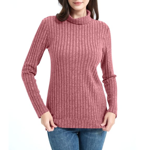 gbyLJF Womens Turtleneck Pullover Long Sleeve Ribbed Knit Sweater Fall Winter Tops with Side Slit Hem