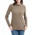 thumbnail image 1 of gbyLJF Womens Turtleneck Pullover Long Sleeve Ribbed Knit Sweater Fall Winter Tops with Side Slit Hem, 1 of 8