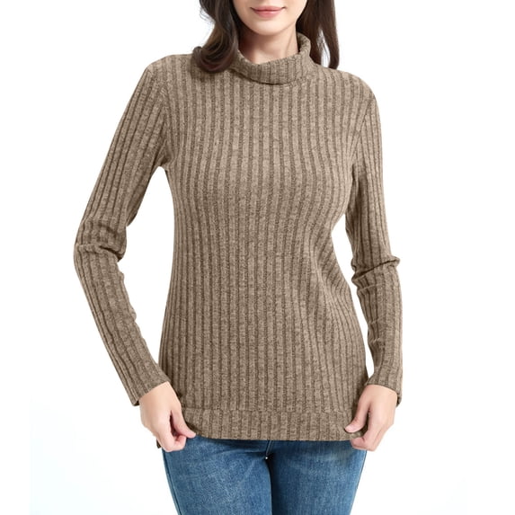 gbyLJF Womens Turtleneck Pullover Long Sleeve Ribbed Knit Sweater Fall Winter Tops with Side Slit Hem