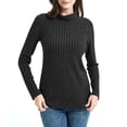 thumbnail image 1 of gbyLJF Womens Turtleneck Pullover Long Sleeve Ribbed Knit Sweater Fall Winter Tops with Side Slit Hem, 1 of 8