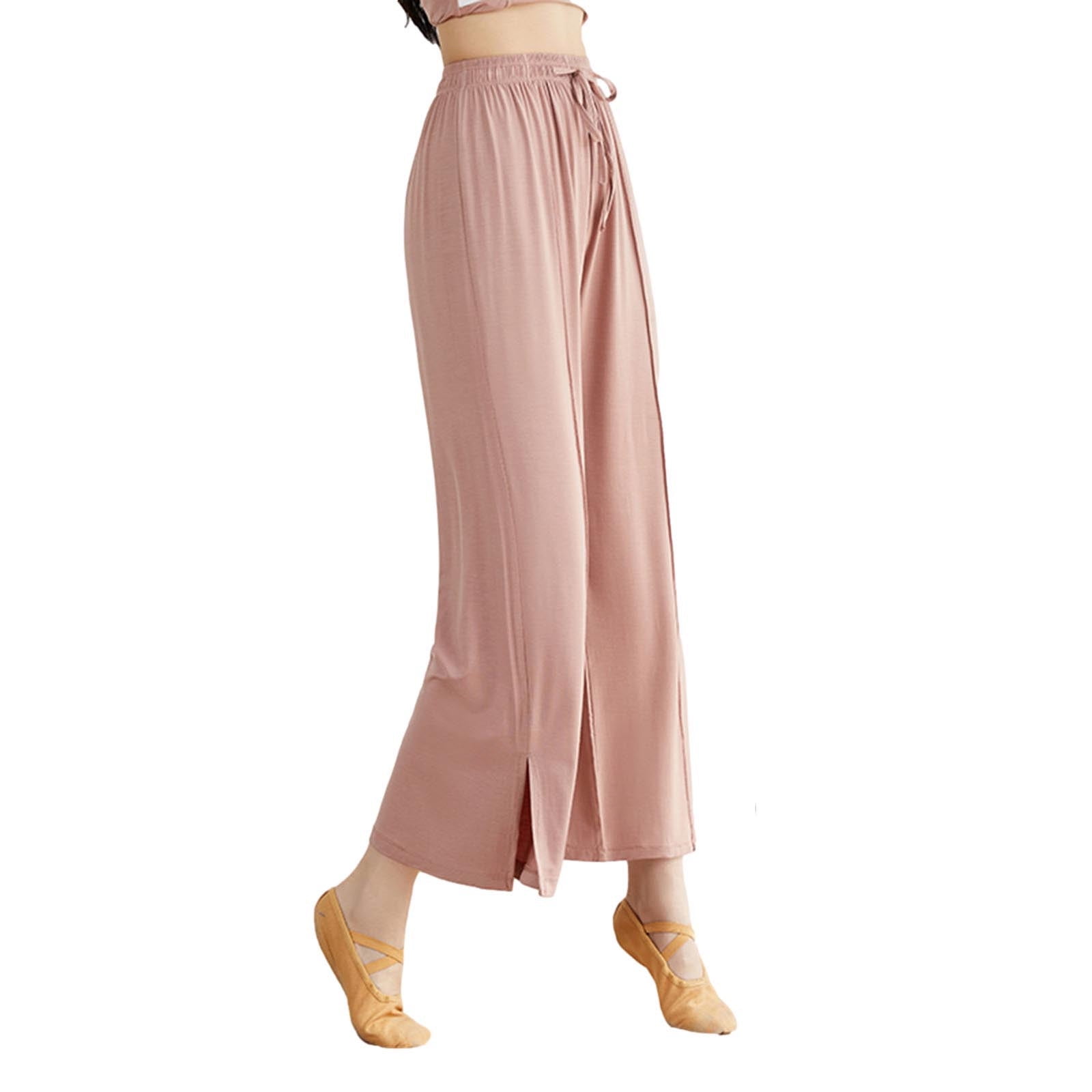 gbyLJF Womens Wide Leg Dance Pants Casual Loose Fit Split Hem Straight