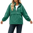 thumbnail image 1 of gbyLJF Womens Windbreaker Jacket Quarter Zip Hooded Pullover Waterproof Rain Jackets for Outdoor Hiking Running, 1 of 6