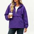 thumbnail image 1 of gbyLJF Womens Windbreaker Jacket Quarter Zip Hooded Pullover Waterproof Rain Jackets for Outdoor Hiking Running, 1 of 7