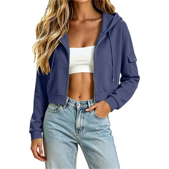 gbyLJF Womens Zip Up Cropped Hoodies Comfort Drop Shoulder Drawstring Athletic Jackets Fall Casual Travel Sports Coats