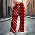thumbnail image 1 of gbyLJF Womens wide Leg Pants Polka Dot Printed Drawstring Elastic Waist Long Pants Casual Loose Fit Trousers Sweatpants with Pockets, 1 of 6