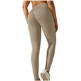 thumbnail image 1 of gbyLJF Workout Seamless Leggings for Women Tummy Hide High Waisted Gym Yoga Pants Tights Outdoor Running Jogger Pants Khaki S, 1 of 7