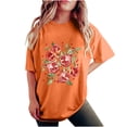 thumbnail image 1 of gbyLJF Y2K Tops Womens Oversized T Shirts Loose Crewneck Short Sleeve Shirts Summer Casual Cute Print Tee Blouses Orange M, 1 of 7