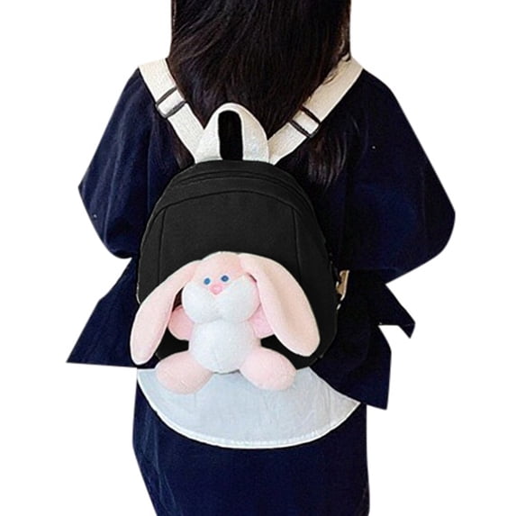 gcong Adorable Cartoon Bunny Backpack Lightweight School Bag For Toddler Daily Use Outdoor Travel Black