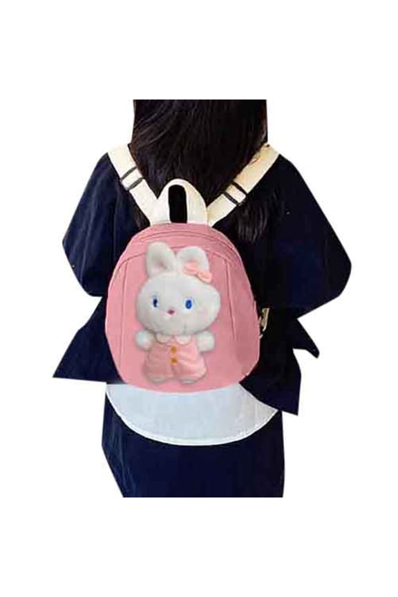 Adorable Cartoon Bunny Backpack Lightweight School Bookbag for Daily Use Outdoor Travel Daypack Pink