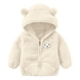 thumbnail image 1 of gcong Baby Fleece Jacket Cute Bear Ears Zip Up Teddy Sherpa Hoodie Boy and Girl Fuzzy Coat Toddler Long Sleeve Fall Winter Warm Outwear Beige, 1 of 7