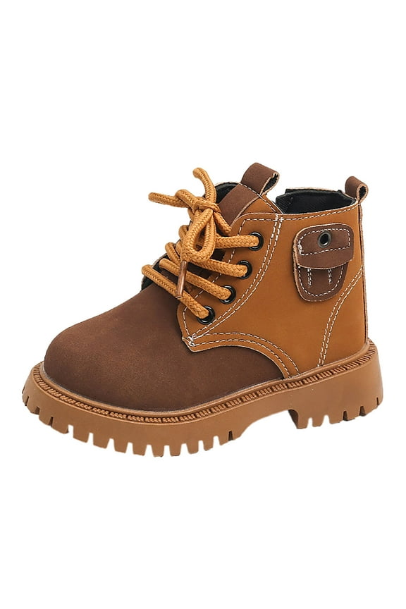 Boots for Boy Autumn Winter Comfort Boots Lace-Up Work Boots High Top Ankle Shoes for Baby Girls