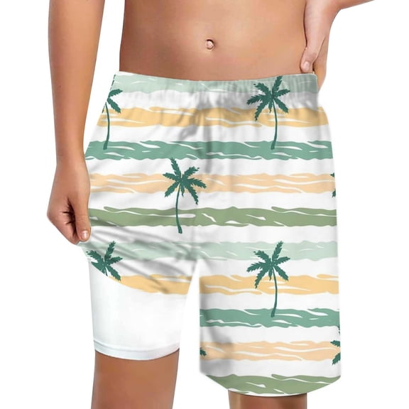 gcong Boy Swim Trunks Size 8 Cartoon Print Swim Board Shorts Swimwear Bathing Suit Kids