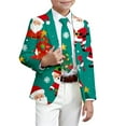 thumbnail image 1 of gcong Boys Christmas Suit Jacket Funny Xmas Print Slim Fit One Button Lapel Blazer Long Sleeve Business Casual Christmas Sport Coat Mint Green, 1 of 4