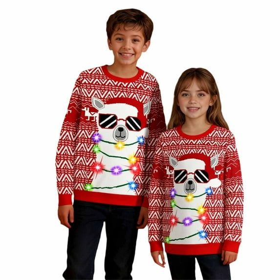 gcong Boys Girls Christmas Sweatshirts Novelty Sweat Shirts for Boys Girls Funny Xmas Crewneck Pullover Jumper 3D Graphic Long Sleeve Shirts
