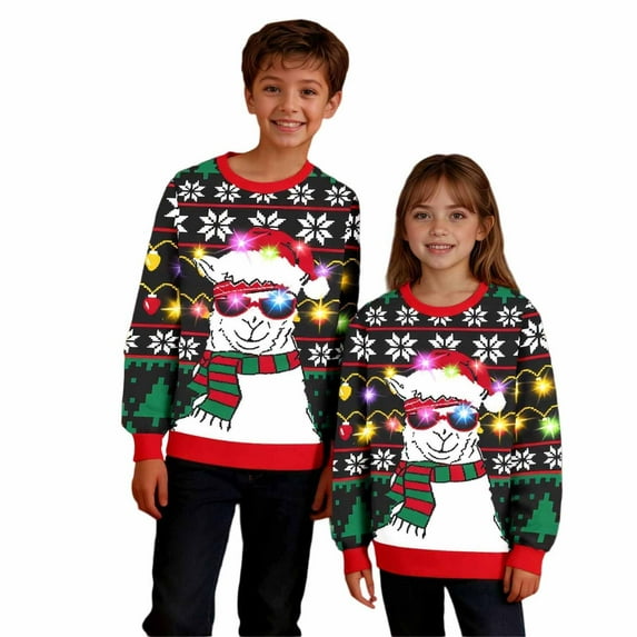 gcong Boys Girls Christmas Sweatshirts Novelty Sweat Shirts for Boys Girls Funny Xmas Crewneck Pullover Jumper 3D Graphic Long Sleeve Shirts