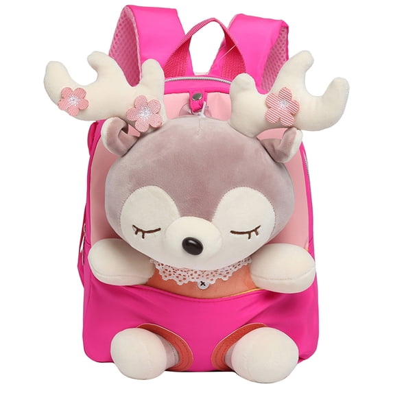 gcong Cute Cartoon Deer Design Backpack Lightweight Toddler Rucksack Stylish Shoulder Bag For Daycare Versatile Toy And Book Hot Pink