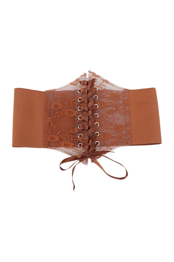 Fashionable Transparent Lace Stretch Belt Wide Elastic Waist Cincher Sash Band For Dresses