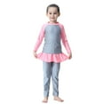 thumbnail image 1 of gcong Full Coverage Long Sleeve Rash Guard And Swim Shorts Sun Protective Swimwear for Girls UPF 50 Grey 6-7 Years, 1 of 8