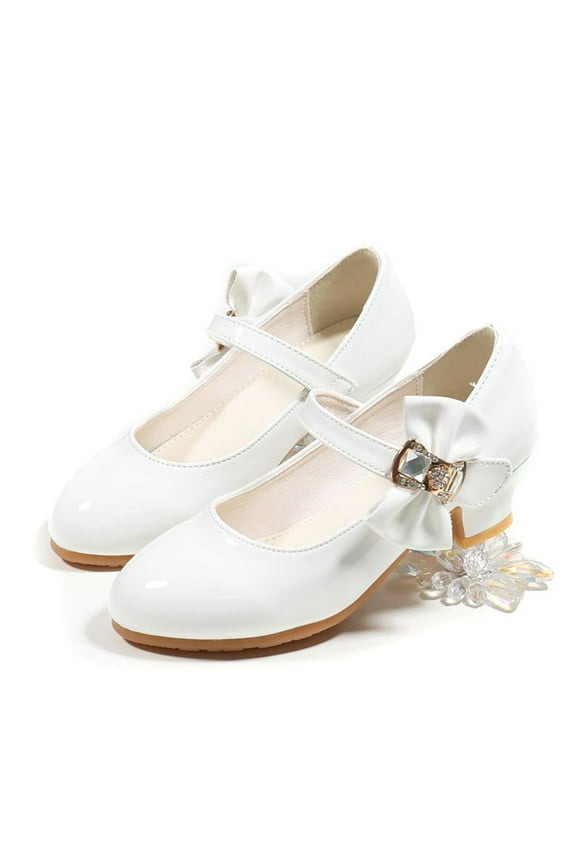 Girls Dress Shoes, Princess Shoes Sparkle Toddler Low Heels Formal Shoes for Wedding School Party Prom Footwear Cute Flower Mary Jane Pumps Glitter Shoes for Kids Toddler