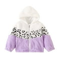 thumbnail image 1 of gcong Girls Fleece Jacket Leopard Print Zip Up Hoodies Winter Thick Warm Coat Fall Winter Outerwear Light Purple, 1 of 4