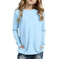 thumbnail image 1 of gcong Girls Long Sleeve Shirts with Pockets Crewneck Soft Casual Raglan Kids Blouse Tee Tops 2025 Fall Fasion, 1 of 6