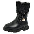 thumbnail image 1 of gcong Girls Mid Calf Boots Velvet Winter Fashion Boots Leather High Boots For Children, 1 of 8