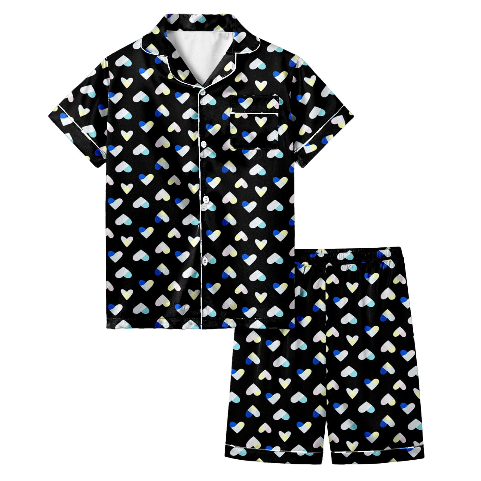 Girls Casual Plain Half Sleeves Short Set - P.Green