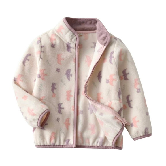 gcong Kids Jacket No Hood Full Zip Lightweight Fall Winter Coat Warm Outerwear Boys Girls Stand-Up Collar Preppy Clothes Cute Tops with Pockets Size 1-17 Years