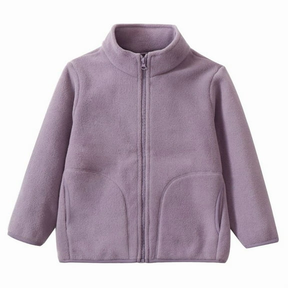gcong Kids Jacket No Hood Full Zip Lightweight Fall Winter Coat Warm Outerwear Boys Girls Stand-Up Collar Preppy Clothes Cute Tops with Pockets Size 1-17 Years