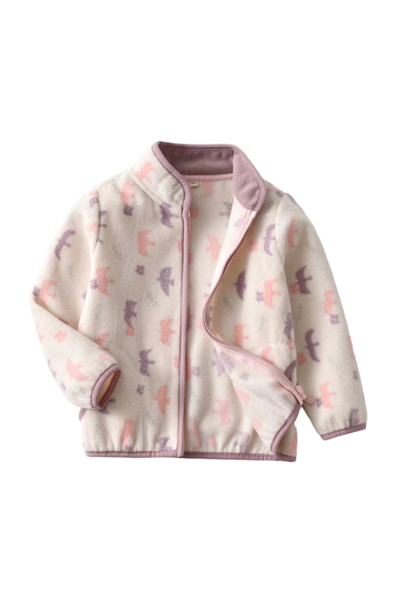 Kids Printed Fleece Jacket Zip Up Toddler Boy and Girl Sherpa Lined Jackets Fall Winter Outwear Warm Coats Clothes Cute Outfits A
