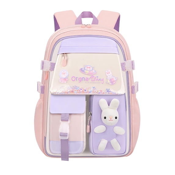 gcong Lightweight Ergonomic School Bookbag For Stylish Daily Use Travel Backpack With Adorable Bunny Design Pink