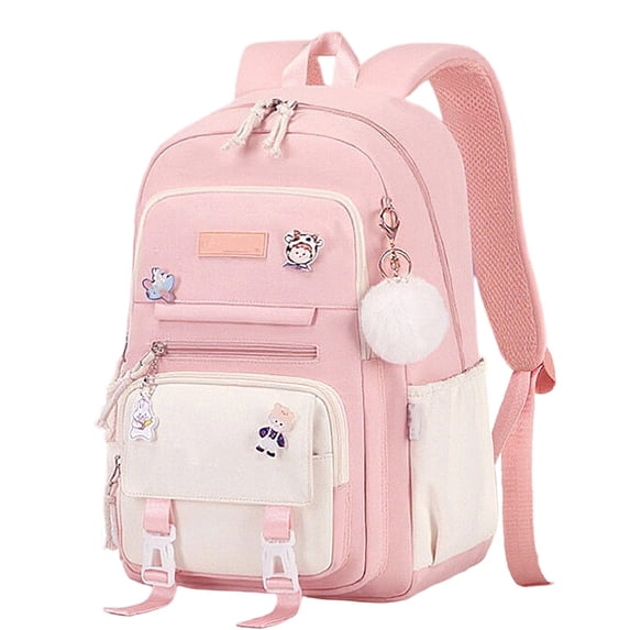 gcong Lightweight School Backpack With Cute Animal Print And Comfortable Straps For Daily Use Light Pink
