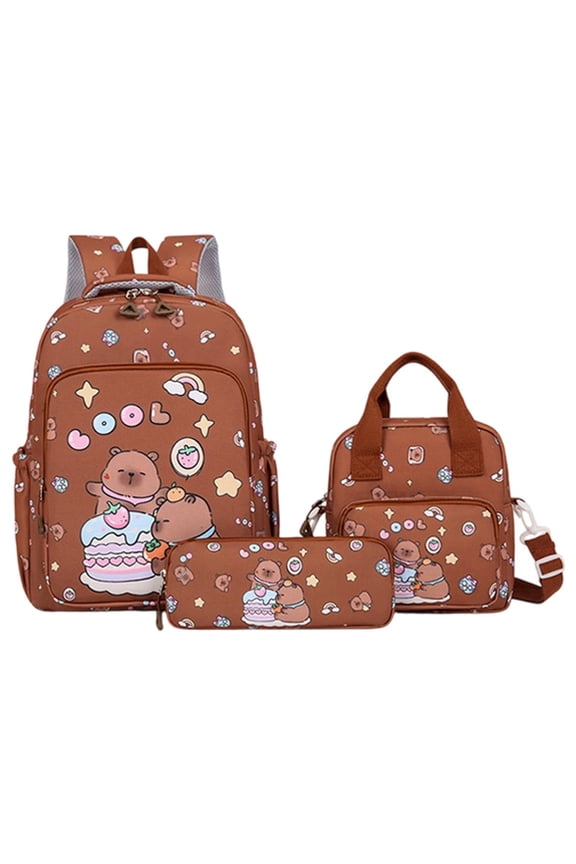 Lightweight School Bookbag For Elementary Adjustable Straps Cute Backpack Brown