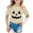 thumbnail image 1 of gcong Pumpkin Face Shirt for Girls Graphic Print Short Sleeve Round Neck T-Shirt Fashion Top for Toddler and Kids, 1 of 3