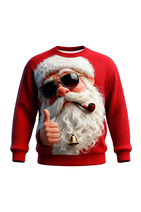 Santa Christmas Sweaters for Men 2025 Funny Christmas Sweatshirts Crewneck 3D Printed Xmas Holiday Pullover Shirts for Couple