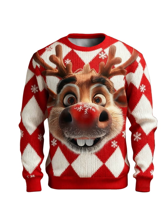 Santa Christmas Sweaters for Men 2025 Funny Christmas Sweatshirts Crewneck 3D Printed Xmas Holiday Pullover Shirts for Couple